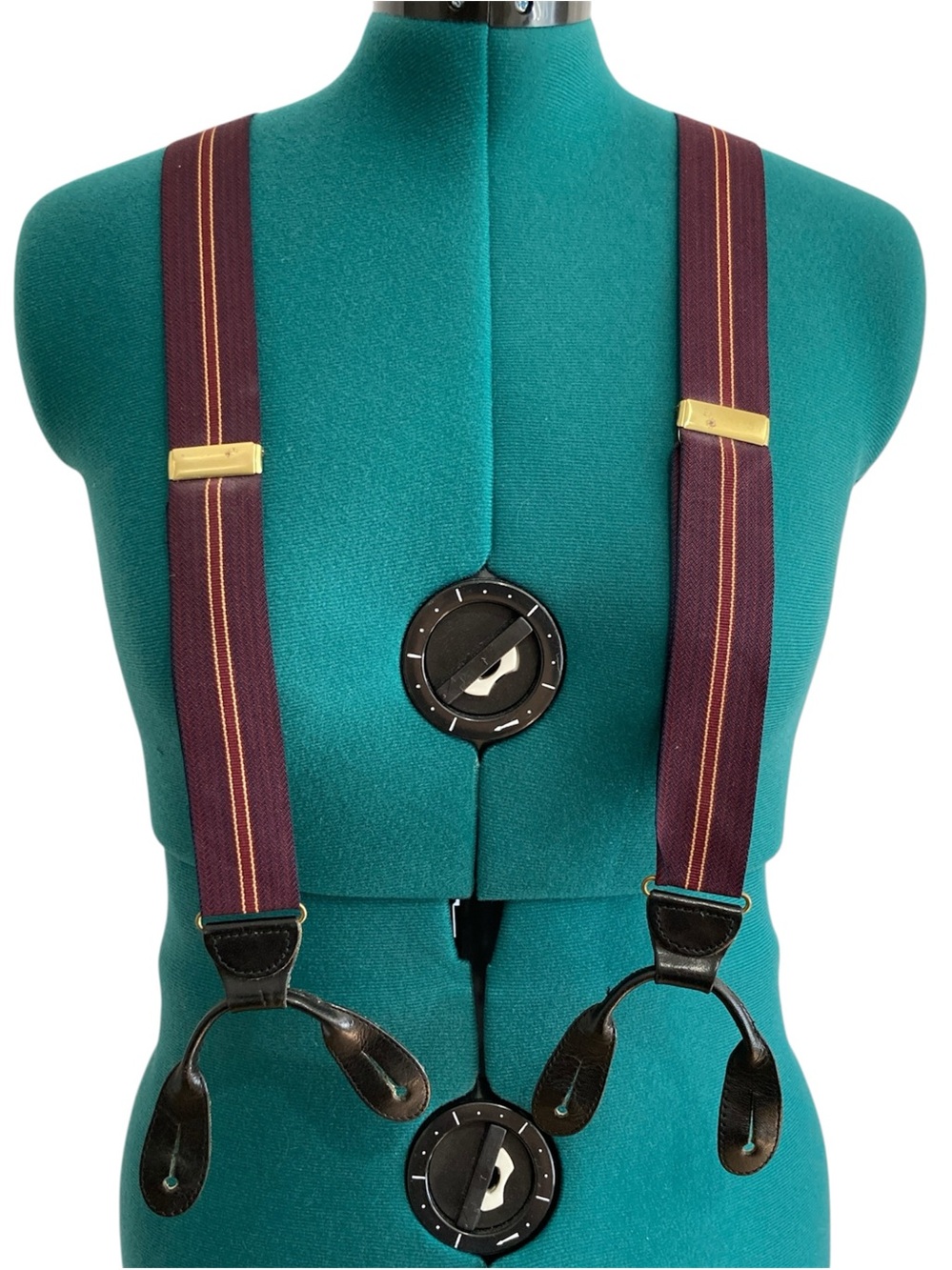 Coach Striped Button Closure Suspenders